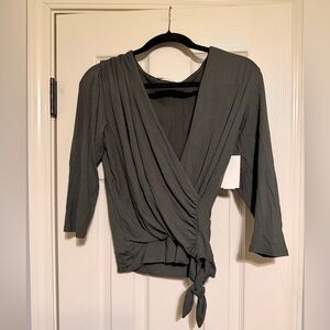 Loveappella Green Wrap Blouse
